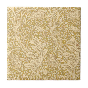 Vintage William Morris Arcadia Gold Seamless Ceramic Tile