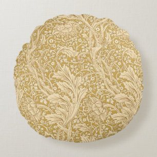 Vintage William Morris Arcadia Gold Seamless Round Pillow