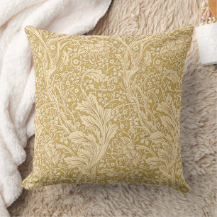 Vintage William Morris Arcadia Gold Seamless Throw Pillow