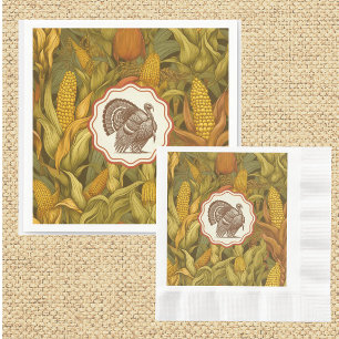 Vintage William Morris Autumn Corn and Turkey Napkins