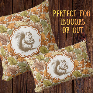 Vintage William Morris Autumn Leaf Berry Squirrel Accent Pillow