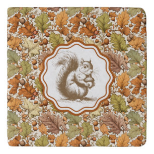 Vintage William Morris Autumn Leaf Berry Squirrel Trivet
