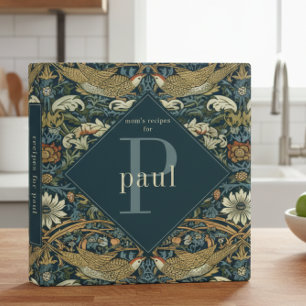 Vintage William Morris Bird Floral Family Recipe 3 Ring Binder