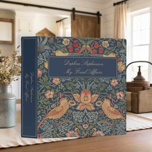 Vintage William Morris Bird Tapestry End of Life 3 Ring Binder Vintage William Morris Bird Tapestry End of Life 3 Ring Binder