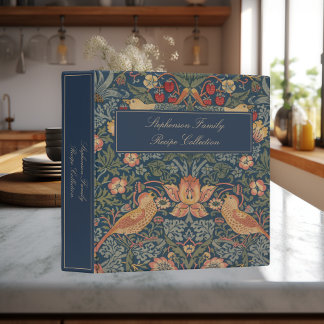 Vintage William Morris Bird Tapestry Family Recipe 3 Ring Binder
