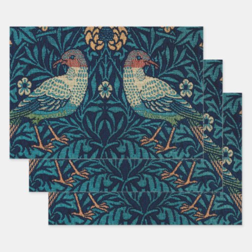 Vintage William Morris Birds Christmas Wrapping Paper Sheets