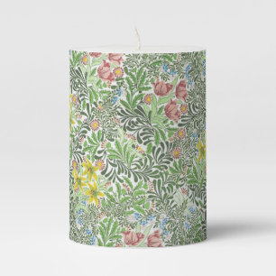 Vintage William Morris Bower Flowers Greenery Pillar Candle