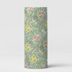 Vintage William Morris Bower Flowers Greenery Pillar Candle