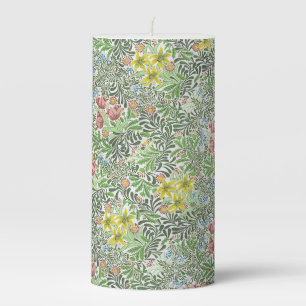 Vintage William Morris Bower Flowers Greenery Pillar Candle