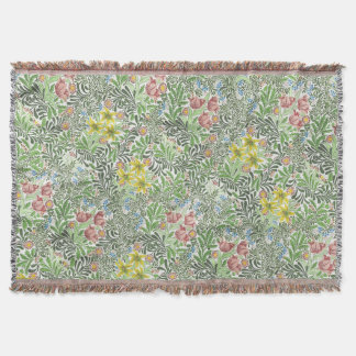 Vintage William Morris Bower Flowers Greenery Throw Blanket