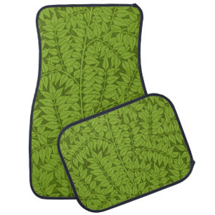 Vintage William Morris Branch Green Leaf Pattern Car Floor Mat