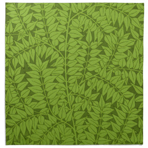 Vintage William Morris Branch Green Leaf Pattern Cloth Napkin