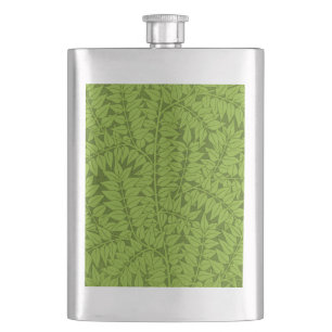Vintage William Morris Branch Green Leaf Pattern Flask