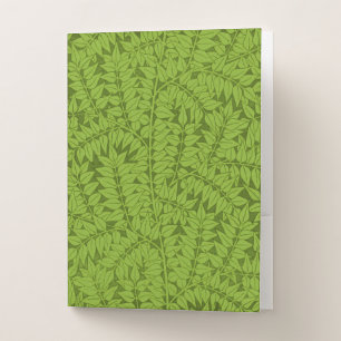 Vintage William Morris Branch Green Leaf Pattern Pocket Folder