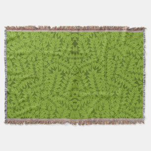 Vintage William Morris Branch Green Leaf Pattern Throw Blanket