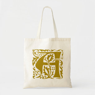 Vintage William Morris Brown Beige Monogram A Tote Bag