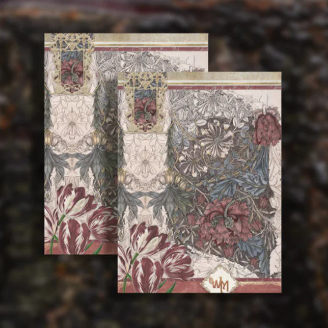 Vintage William Morris Burgundy Collage Decoupage Tissue Paper Zazzle