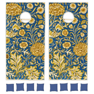 Vintage William Morris Cherwell Blue Floral Art Cornhole Set