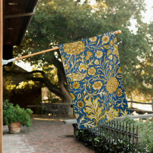 Vintage William Morris Cherwell Blue Floral Art House Flag