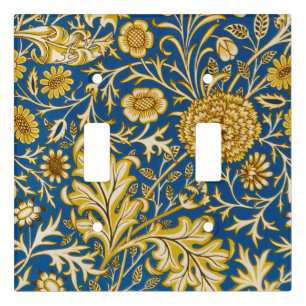 Vintage William Morris Cherwell Blue Floral Art Light Switch Cover