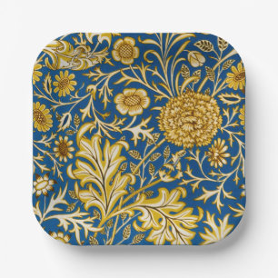 Vintage William Morris Cherwell Blue Floral Art Paper Plates