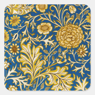 Vintage William Morris Cherwell Blue Floral Art Square Sticker
