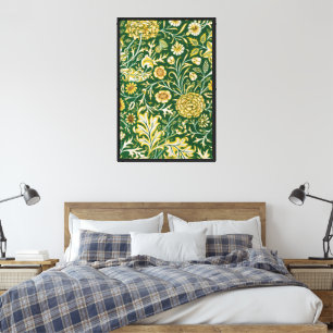 Vintage William Morris Cherwell Green Floral Art Canvas Print