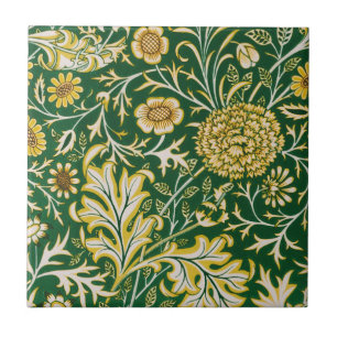 Vintage William Morris Cherwell Green Floral Art Ceramic Tile