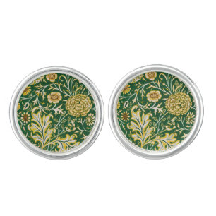 Vintage William Morris Cherwell Green Floral Art Cufflinks