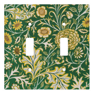 Vintage William Morris Cherwell Green Floral Art Light Switch Cover