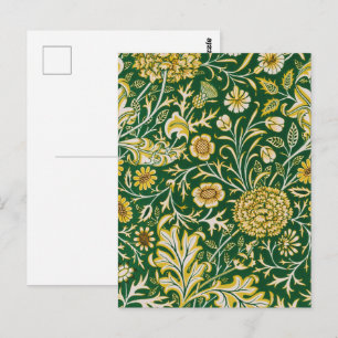Vintage William Morris Cherwell Green Floral Art Postcard