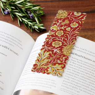 Vintage William Morris Cherwell Red Floral Art Bookmarks