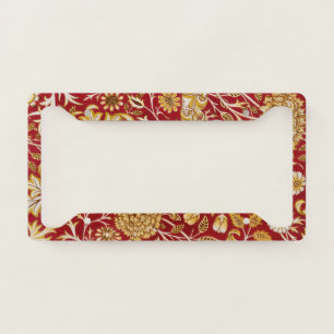 Vintage William Morris Cherwell Red Floral Art License Plate Frame