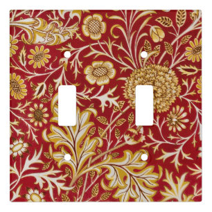 Vintage William Morris Cherwell Red Floral Art Light Switch Cover