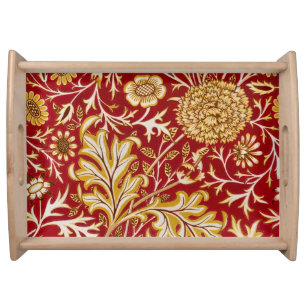 Vintage William Morris Cherwell Red Floral Art Serving Tray