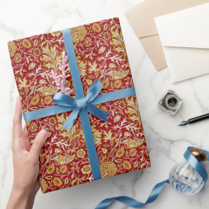 Vintage William Morris Cherwell Red Floral Art Wrapping Paper