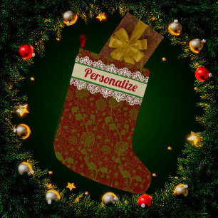 Vintage William Morris Christmas Personalized Large Christmas Stocking