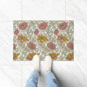 Vintage William Morris Chrysanthemum Pattern Doormat