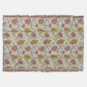 Vintage William Morris Chrysanthemum Pattern Throw Blanket