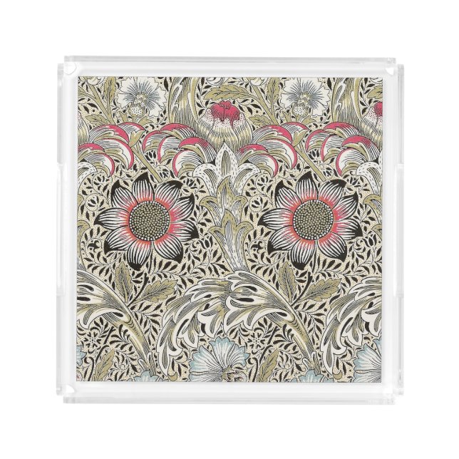 Vintage William Morris Corncockle Floral Pattern Acrylic Tray (Front)
