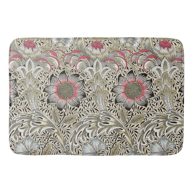 Vintage William Morris Corncockle Floral Pattern Bath Mat (Front)