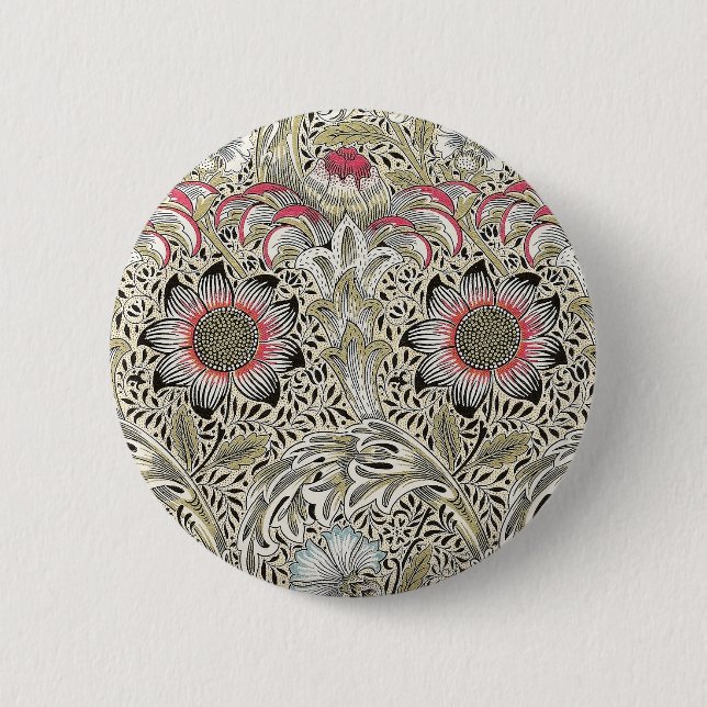 Vintage William Morris Corncockle Floral Pattern Button (Front)