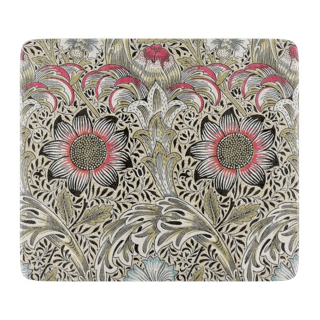 Vintage William Morris Corncockle Floral Pattern Cutting Board (Front)