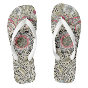 Vintage William Morris Corncockle Floral Pattern Flip Flops