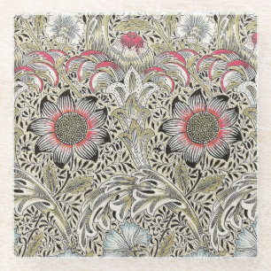Vintage William Morris Corncockle Floral Pattern Glass Coaster