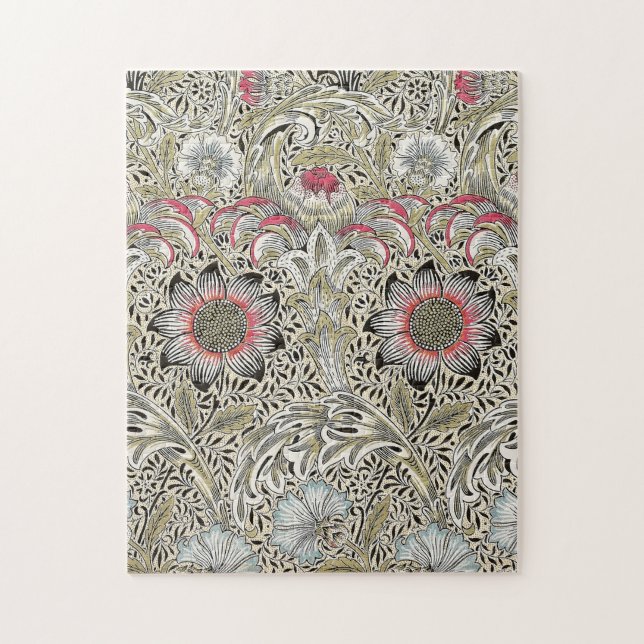 Vintage William Morris Corncockle Floral Pattern Jigsaw Puzzle (Vertical)