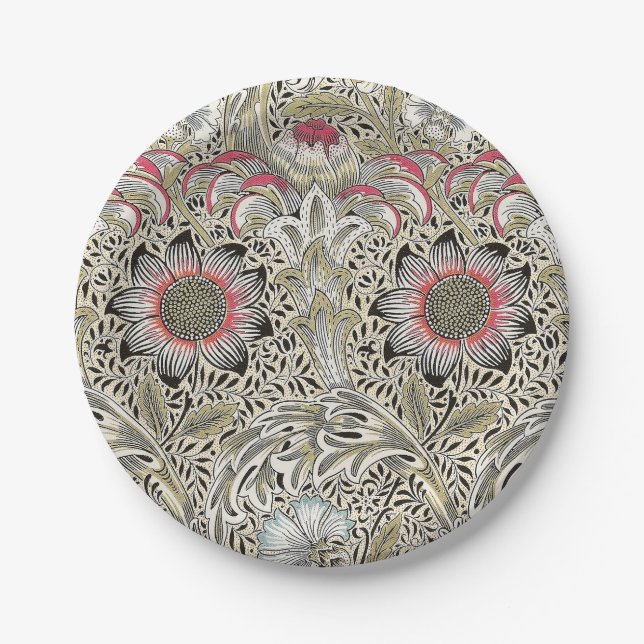 Vintage William Morris Corncockle Floral Pattern Paper Plates (Front)