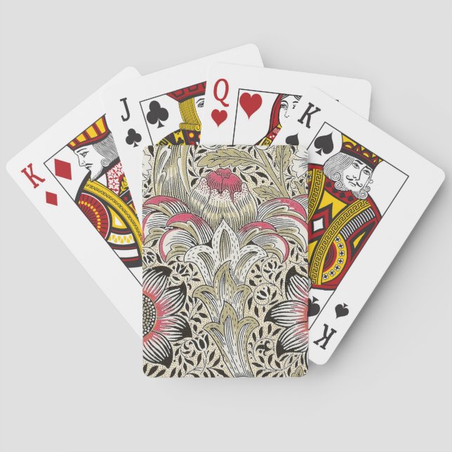 Vintage William Morris Corncockle Floral Pattern Poker Cards (Back)