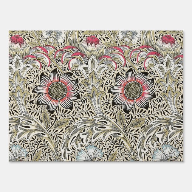 Vintage William Morris Corncockle Floral Pattern Sign (Front)