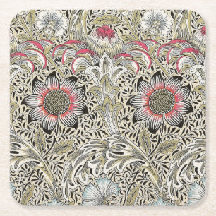 Vintage William Morris Corncockle Floral Pattern Square Paper Coaster